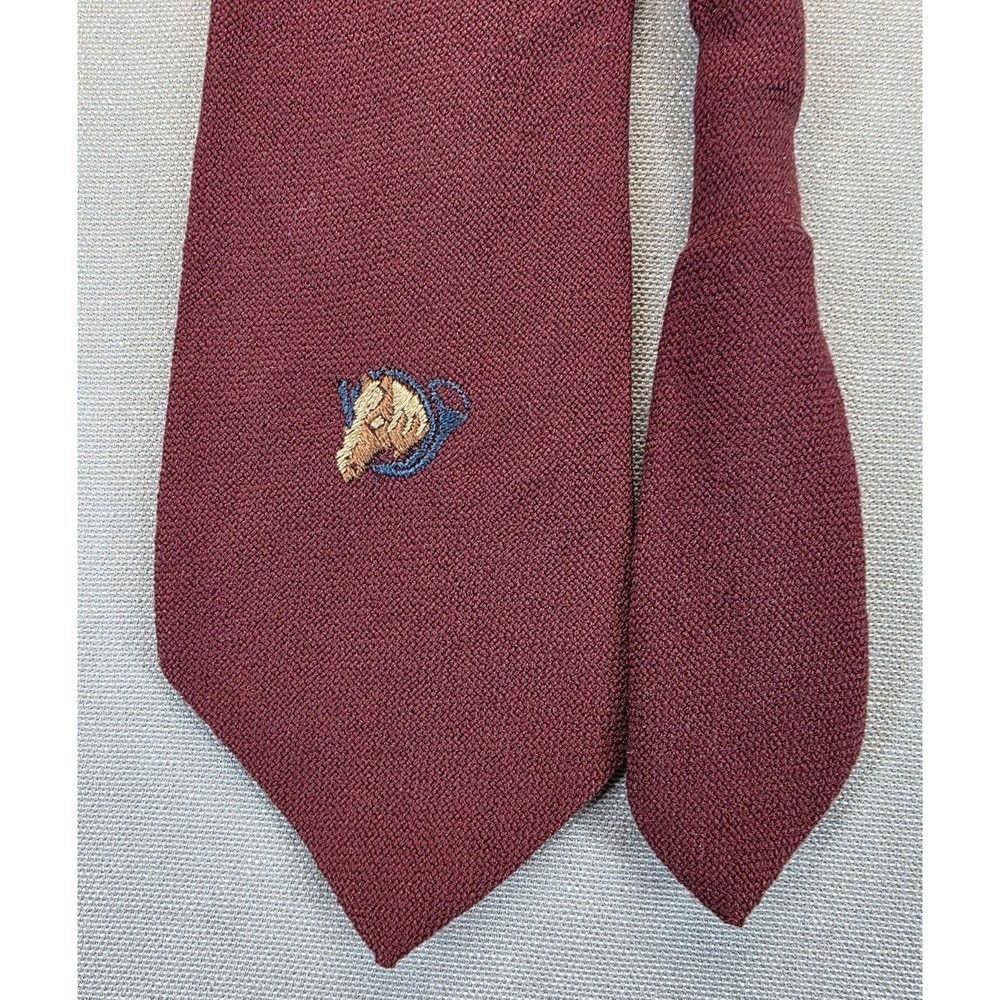 Vintage Resilio Lambswool Tie Maroon Horse‎ Head Lasso Equestrian Classic Office
